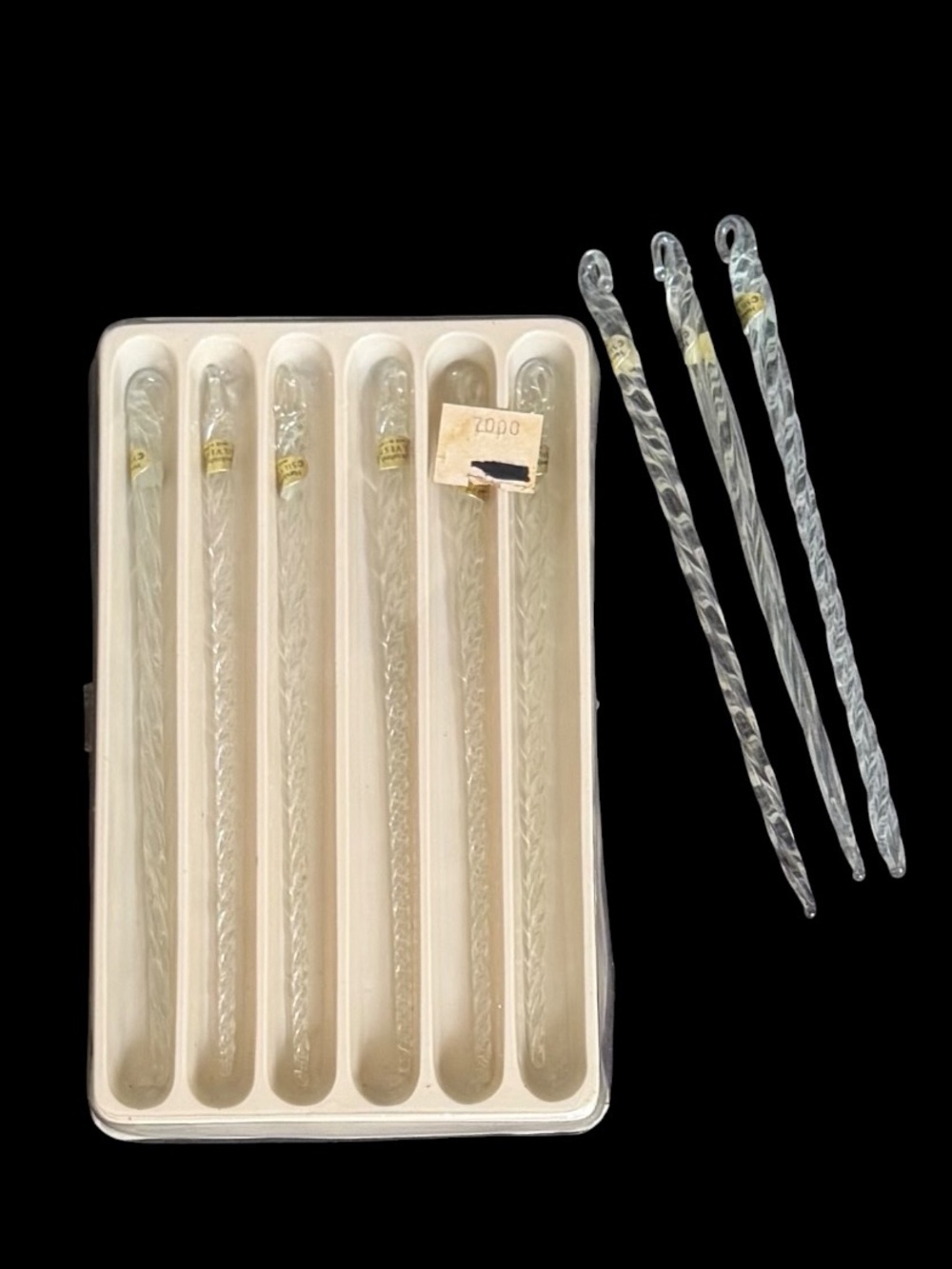 Set of 9 Silvestri Vintage Handmade Glass Twisted Icicle Christmas Ornaments